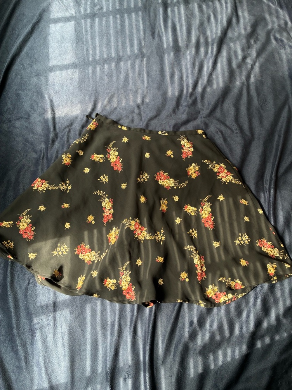 david brooks Black Circle Skirt with Red and Yellow Floral Print